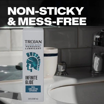 Trojan Infinite Glide Silicone-Based Personal Lubricant, Long-Lasting Non-Sticky Lube for Men, Women & Toys, Unscented, 3.0 Oz