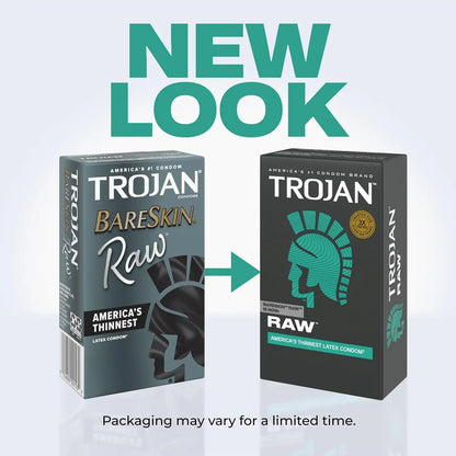 Trojan Raw Thin Latex Condoms for Men, 24 Count