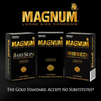 TROJAN Lubricated Magnum Condoms XL Large Size, 12 Count