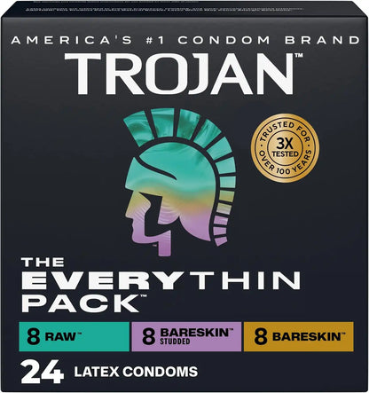 Trojan The Everything Pack Latex Condoms Variety Pack, 24 Count