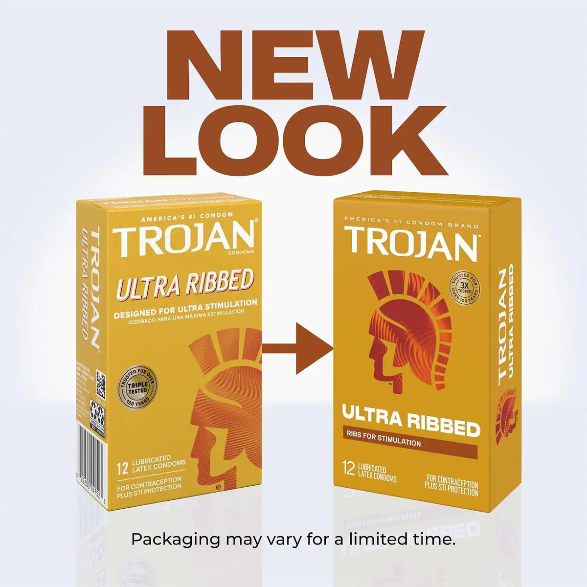 Trojan Stimulations Ultra Ribbed Lubricated Condoms, 12 Count