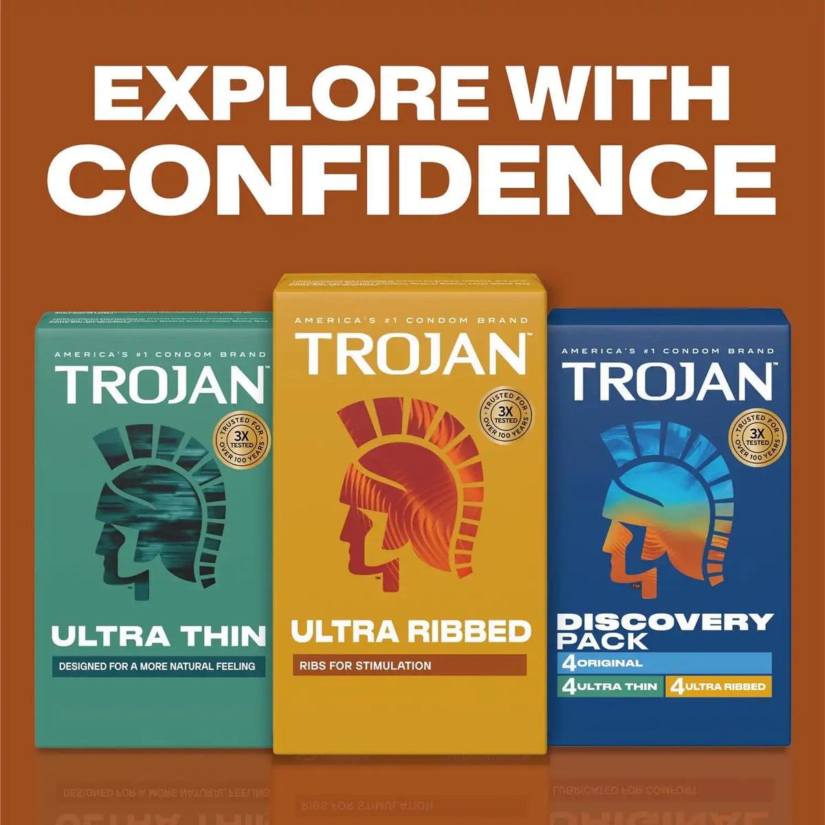 Trojan Ultra Ribbed Latex Condoms for Men, 36 Count