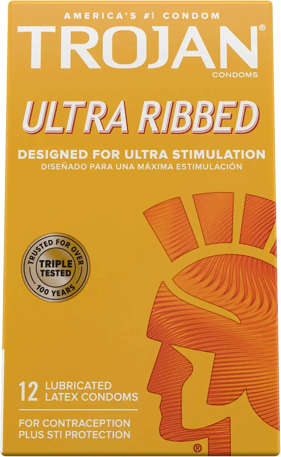 TROJAN Ultra Ribbed Premium Lubricated Condoms, 12 Count (Pack of 2)