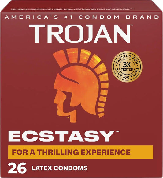 Trojan Ultra Ribbed Ecstasy Lubricated Condoms, 26 Count