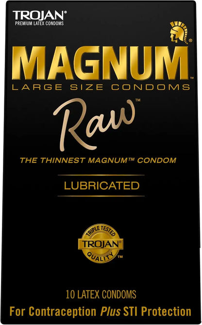 TROJAN Magnum Raw Large Size Thin Condoms, 10 Count