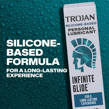 Trojan Infinite Glide Silicone-Based Personal Lubricant, Long-Lasting Non-Sticky Lube for Men, Women & Toys, Unscented, 3.0 Oz