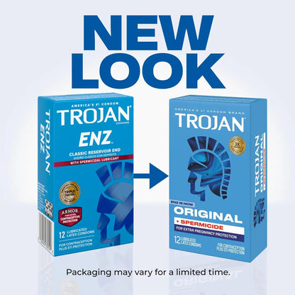 Trojan Original Plus Spermicide Latex Lubricated Condoms for Men, 36 Count