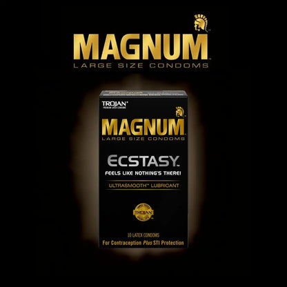TROJAN Magnum Ecstasy Large Size Lubricated Condoms, 10 Count