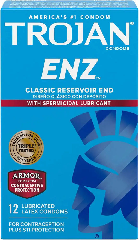 Trojan ENZ Armor Spermicidal Lubricated Condoms - 12 Count