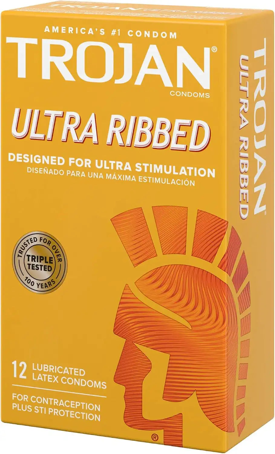 TROJAN Ultra Ribbed Premium Lubricated Condoms, 12 Count (Pack of 2)