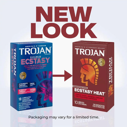 Trojan Ecstasy Heat Latex Condoms for Men, 10 Count