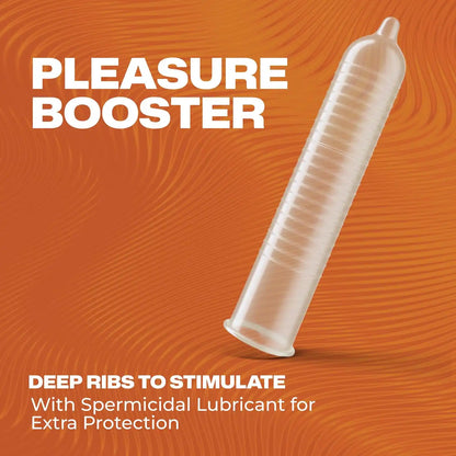 Trojan Ultra Ribbed Plus Spermicide Latex Lubricated Condoms, 12 Count