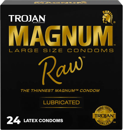 TROJAN Magnum Raw Large Size Thin Condoms, 24 Count