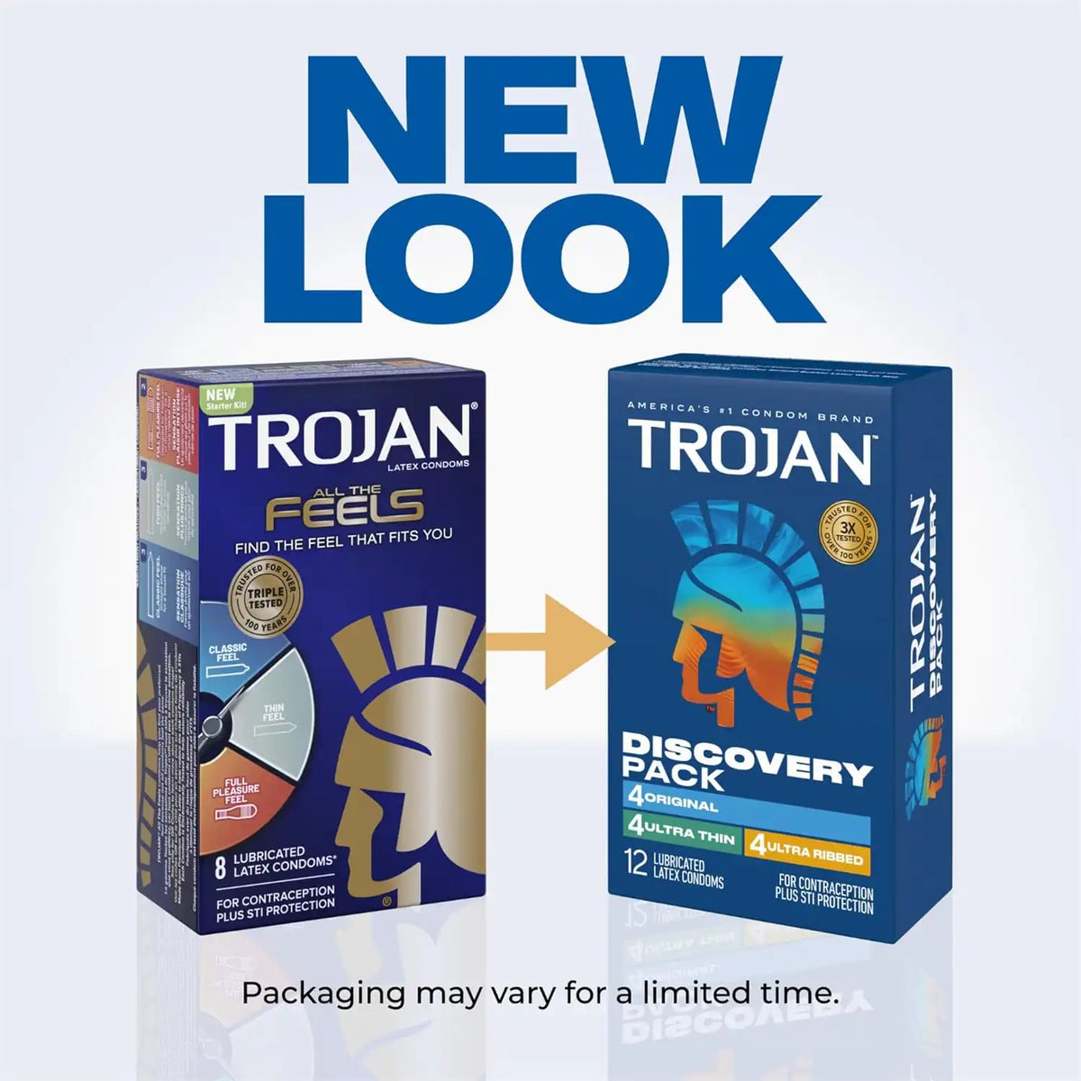 Trojan Discovery Pack, Assorted Latex Lubricated Condoms for Men, Original, Ultra Thin & Ultra Ribbed Varieties, 12 Count (Pack of 2)