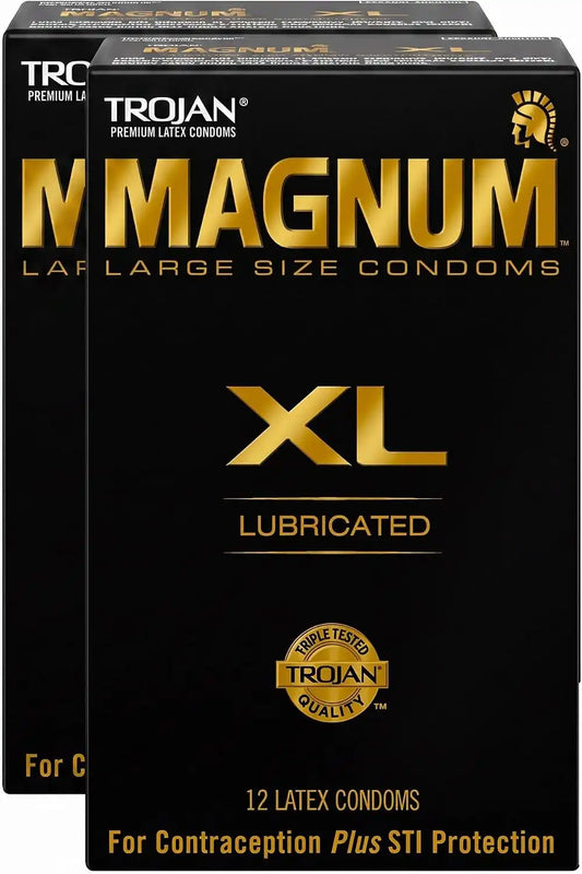 TROJAN Lubricated Magnum Condoms XL Large Size - 12 Count (Pack of 2)