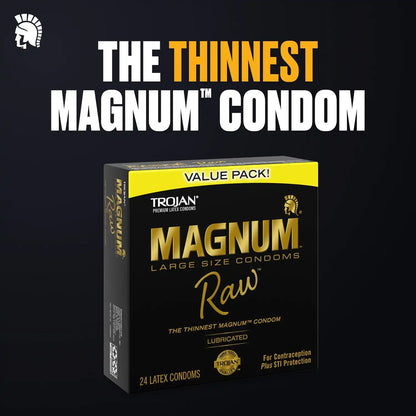 TROJAN Magnum Raw Large Size Thin Condoms, Magnum Condoms, 24 Count (Pack of 2)