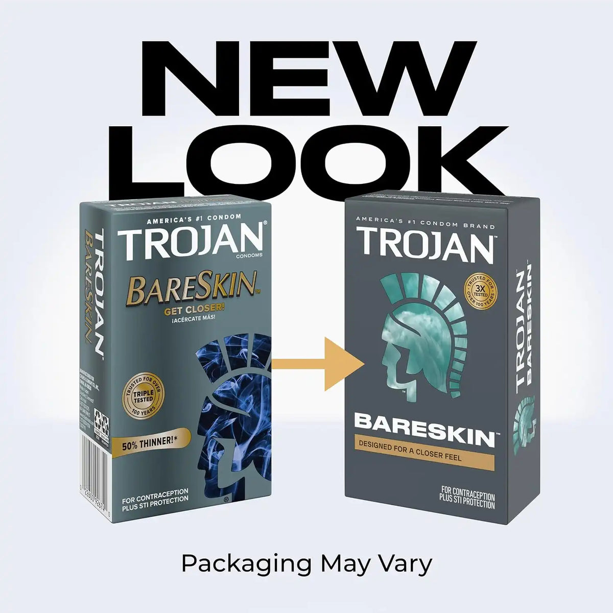 Trojan Bareskin Latex Lubricated Thin Condoms for Men, 24 Count
