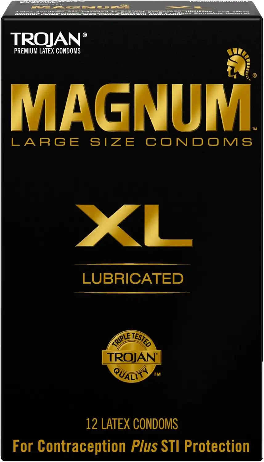 TROJAN Lubricated Magnum Condoms XL Large Size, 12 Count