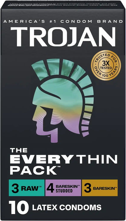 Trojan The Everythin Pack, Latex Lubricated Condoms Variety Pack, 10 Count