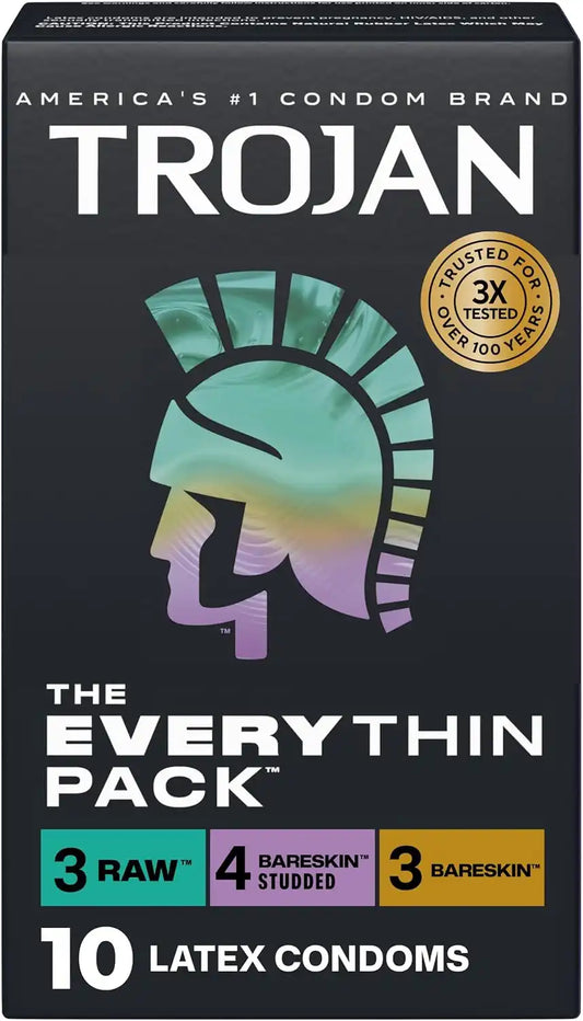 Trojan The Everythin Pack, Latex Lubricated Condoms Variety Pack, 10 Count
