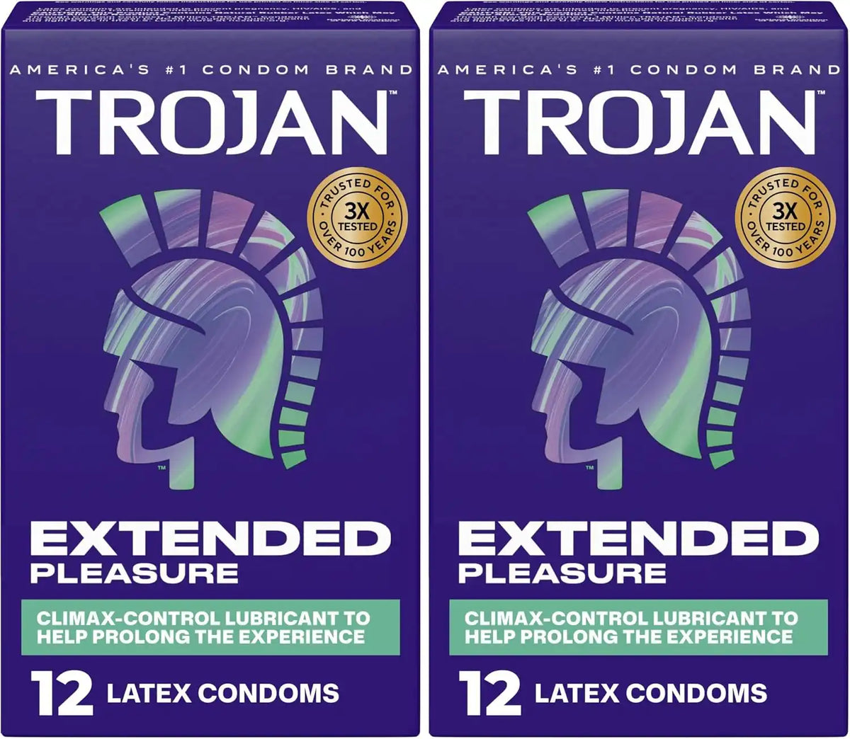 TROJAN Extended Pleasure Condoms | Climax Control | 12 Count | Pack of 2