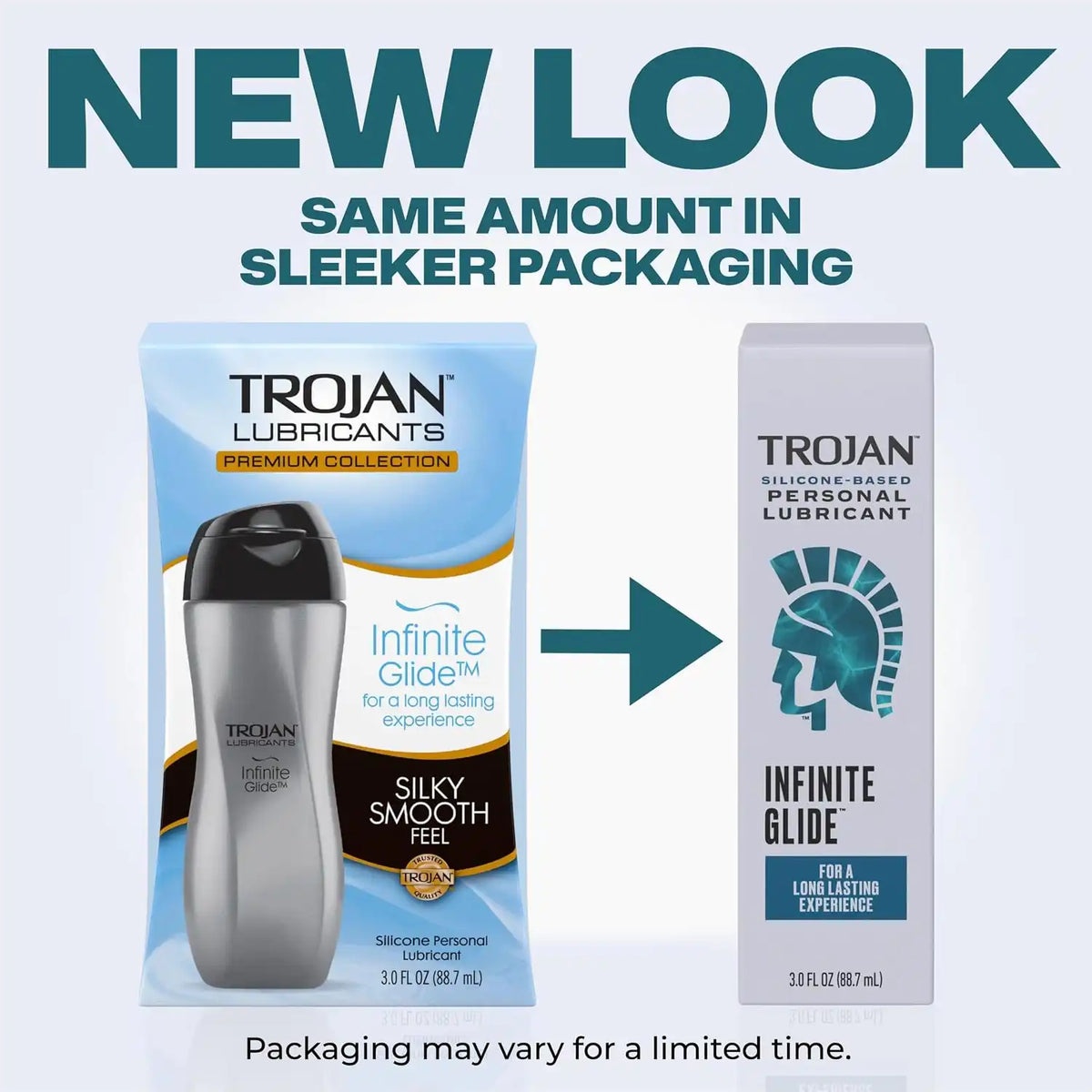 Trojan Infinite Glide Silicone-Based Personal Lubricant, Long-Lasting Non-Sticky Lube for Men, Women & Toys, Unscented, 3.0 Oz