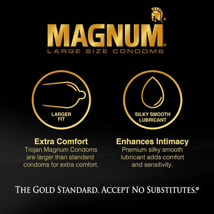 TROJAN Lubricated Magnum Condoms XL Large Size, 12 Count