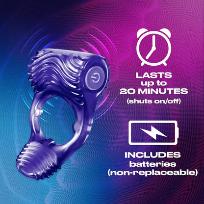 TROJAN Vibrations Tandem Couples Vibrating Ring, Personal Massager, 1 Count, Violet