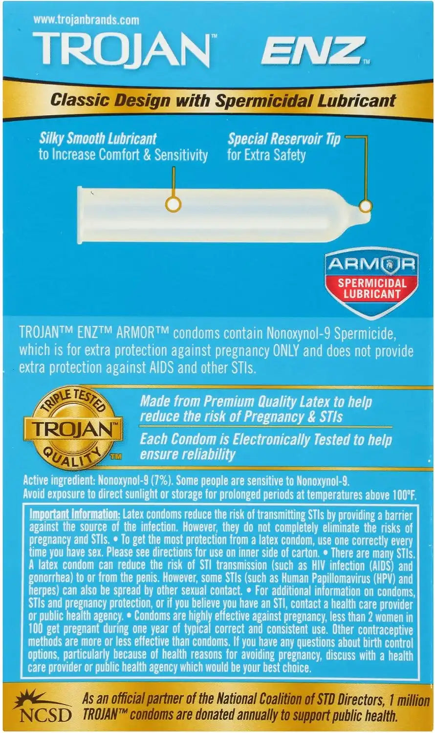 Trojan ENZ Armor Spermicidal Lubricated Condoms - 12 Count