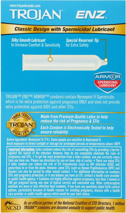 Trojan ENZ Armor Spermicidal Lubricated Condoms - 12 Count