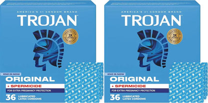 TROJAN ENZ Spermicidal Lubricated Condoms, Value Pack, 36 Count (Pack of 2)