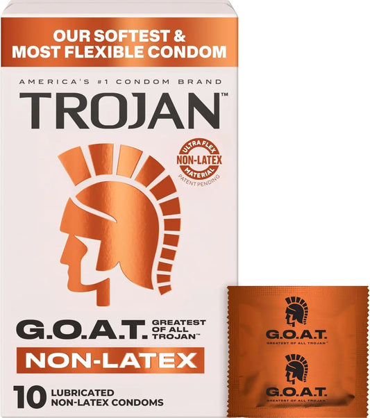 Trojan G.O.A.T. Latex-Free Lubricated Condoms for Men, 10 Count