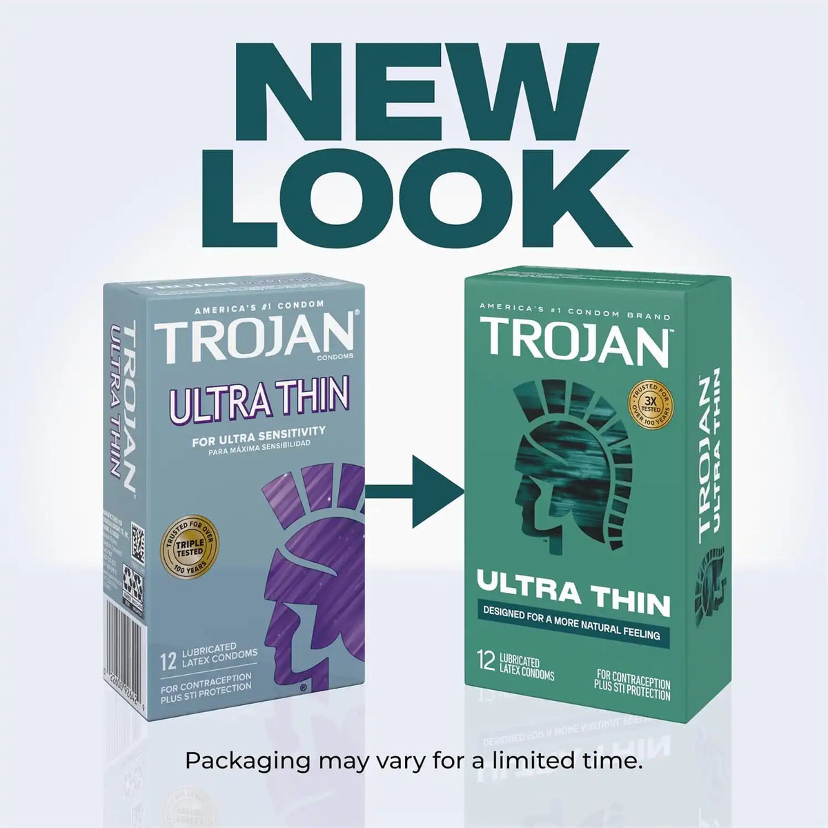 Trojan Ultra Thin Latex Lubricated Condoms for Men, 12 Count